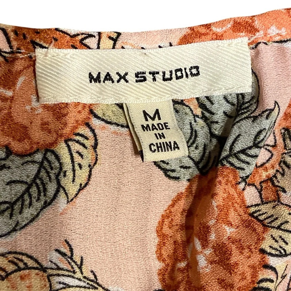 Max Studio Orange and light pink Boxy Long Sleeve Blouse - Picture 2 of 8